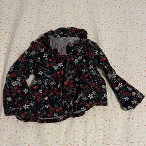 Carter's Black Floral Top with Red and White Accents